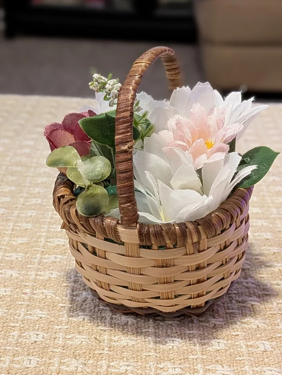 Handmade Little Artificial Flower Basket - Picture 2 of 5